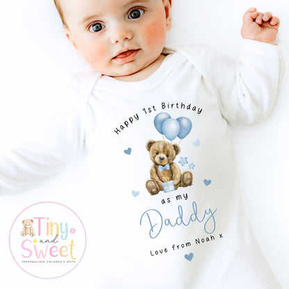 Happy 1st Birthday as My Daddy Bear, Baby Outfit, Daddy Bear’s 1st Birthday, 1st Birthday as My Daddy Bear, Cute Baby Vest or Tee