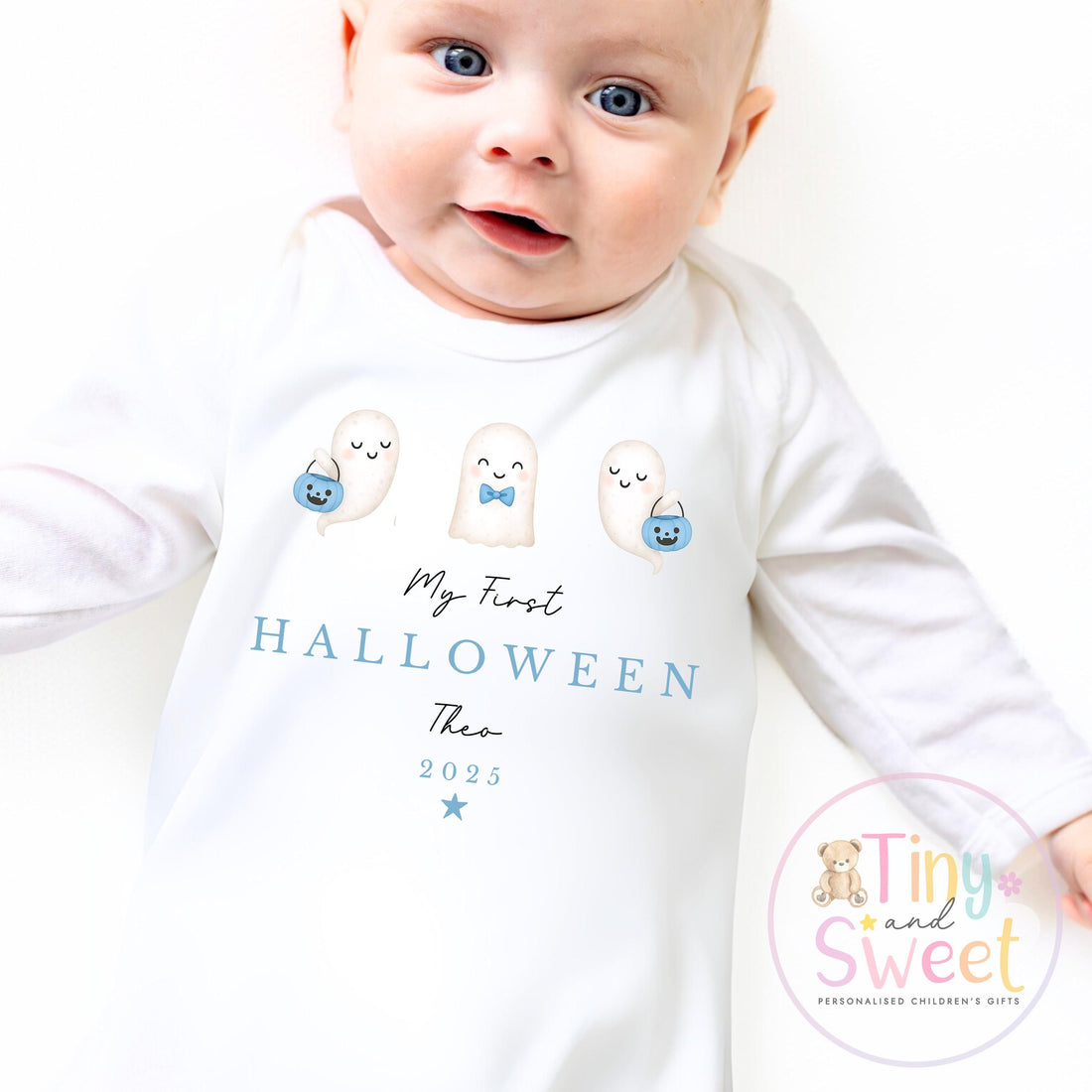 Personalised My First Halloween Sleepsuit – First Halloween –Baby’s 1st Halloween Outfit with Name – Custom Baby Grow – Halloween Baby Gift