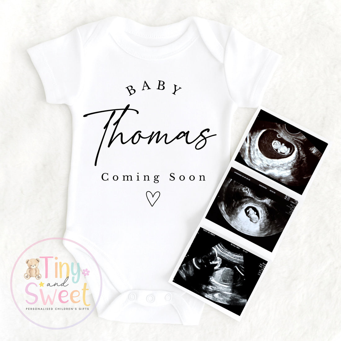 Personalised Baby Announcement Bodysuit: Pregnancy Reveal Outfit for Family, Custom Coming Soon Vest