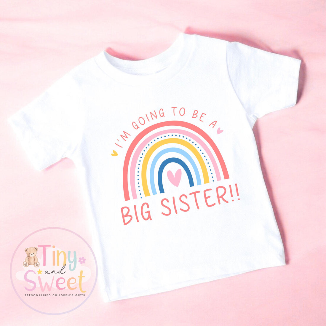 Adorable Rainbow Big Sister T-Shirt: Cute Pregnancy Announcement Gift for Siblings Welcoming New Baby