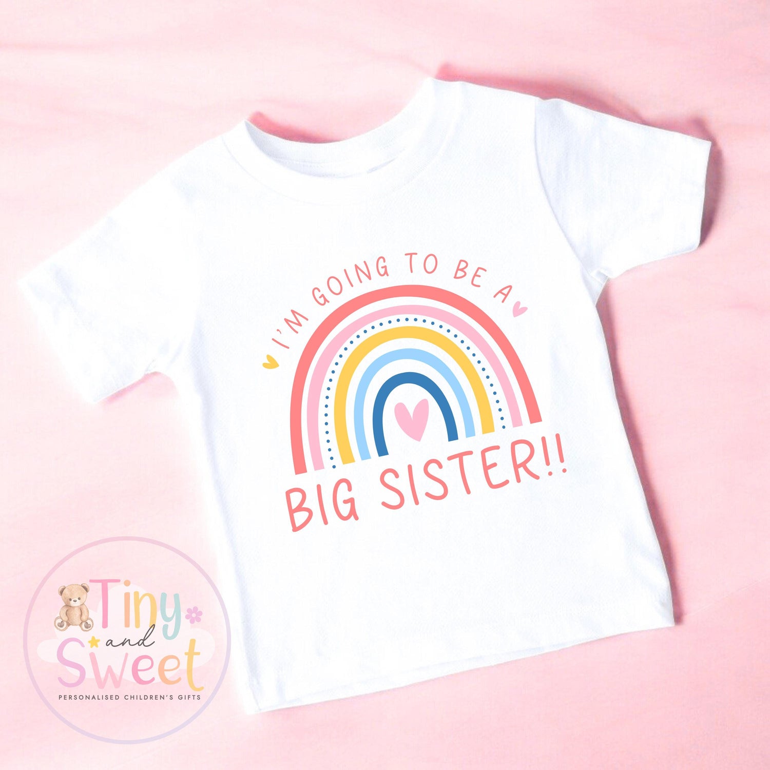 Adorable Rainbow Big Sister T-Shirt: Cute Pregnancy Announcement Gift for Siblings Welcoming New Baby