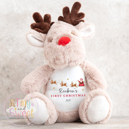 My First Christmas Reindeer, Personalised Reindeer Soft Toy, Baby’s First Christmas Soft Toy Gift, My First Christmas Keepsake Gift