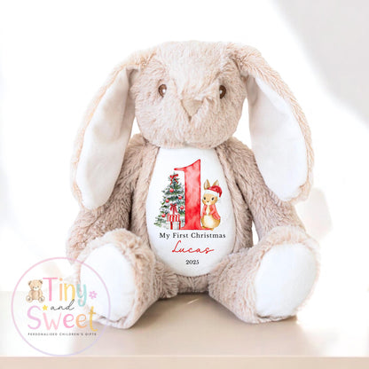My First Christmas Bunny, Personalised Christmas Soft Toy, Baby’s First Christmas Soft Toy Gift, My First Christmas Keepsake Gift