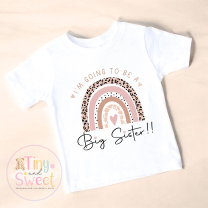 Rainbow Big Sister T-Shirt: Cute Pregnancy Announcement Gift for Kids &amp; Siblings