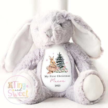 Personalised First Christmas Bunny Teddy Bear: Plush Christmas Keepsake