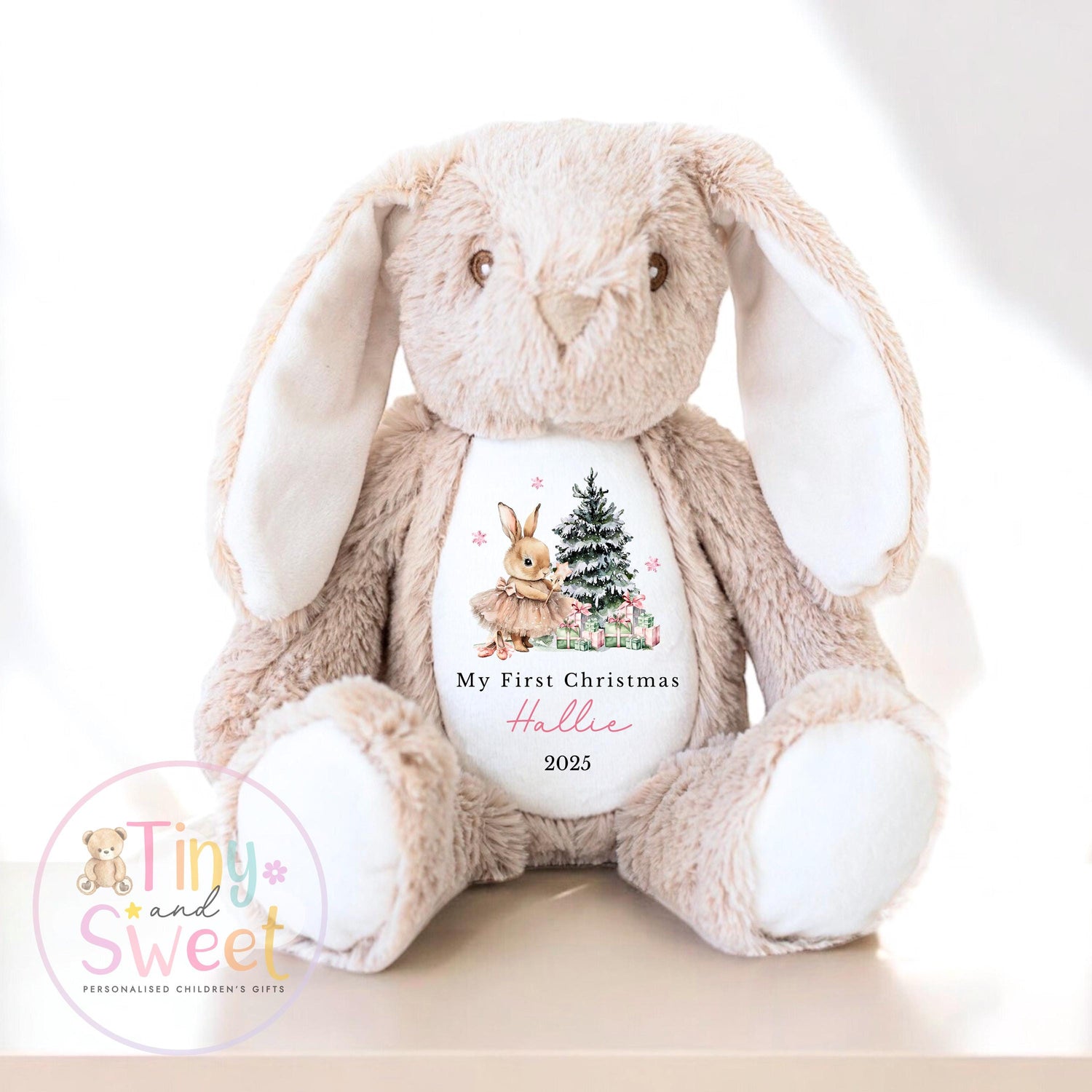 Personalised First Christmas Bunny Teddy Bear: Plush Christmas Keepsake