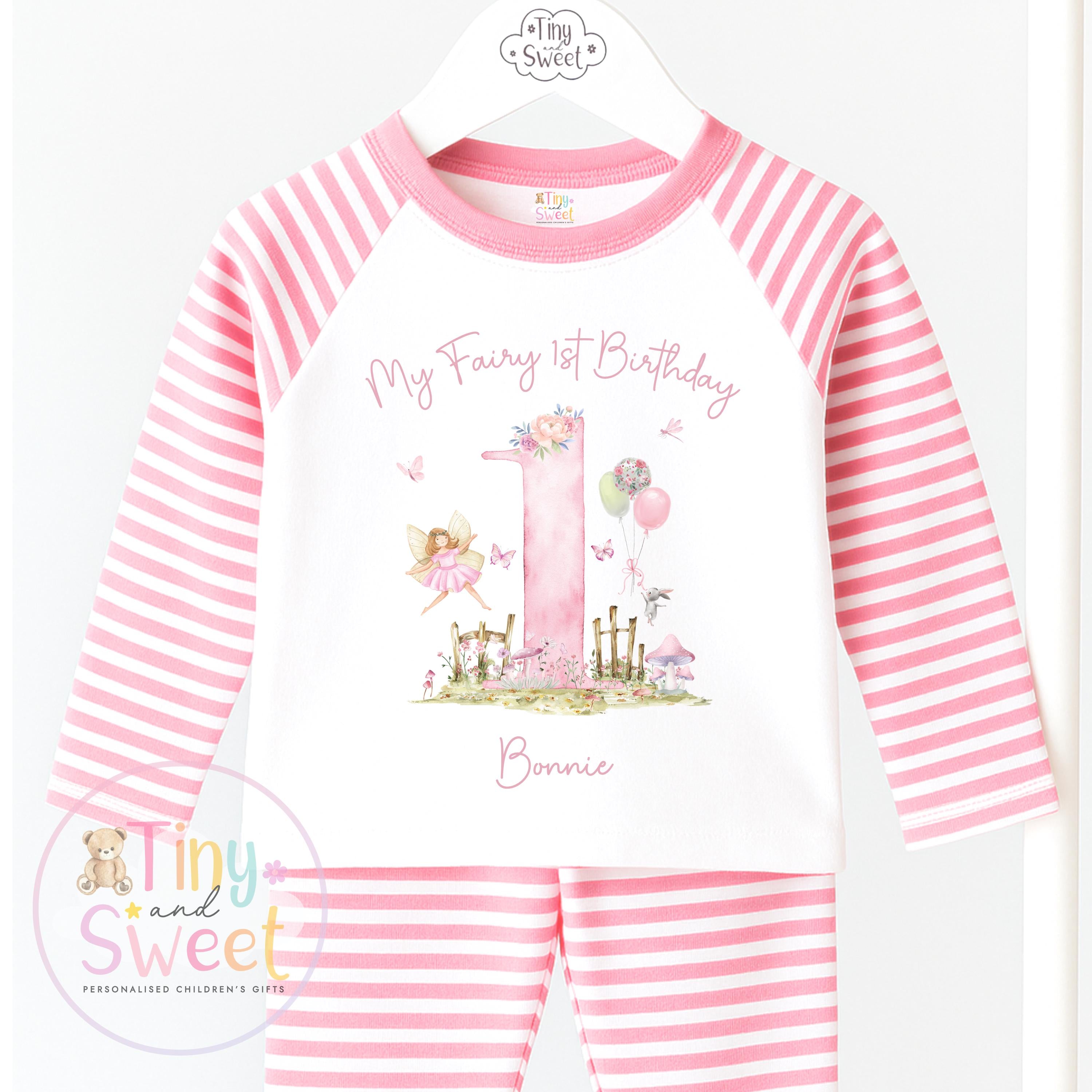 Personalised Fairy First Birthday Pyjamas, Fairy Birthday Pyjamas, Magical Fairy 1st Birthday PJs, Whimsical Fairy Birthday Pyjamas