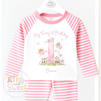 Personalised Fairy First Birthday Pyjamas, Fairy Birthday Pyjamas, Magical Fairy 1st Birthday PJs, Whimsical Fairy Birthday Pyjamas