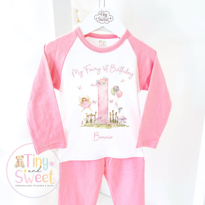 Personalised Fairy First Birthday Pyjamas, Fairy Birthday Pyjamas, Magical Fairy 1st Birthday PJs, Whimsical Fairy Birthday Pyjamas