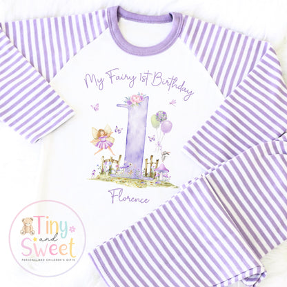 Personalised Fairy First Birthday Pyjamas, Fairy Birthday Pyjamas, Magical Fairy 1st Birthday PJs, Whimsical Fairy Birthday Pyjamas