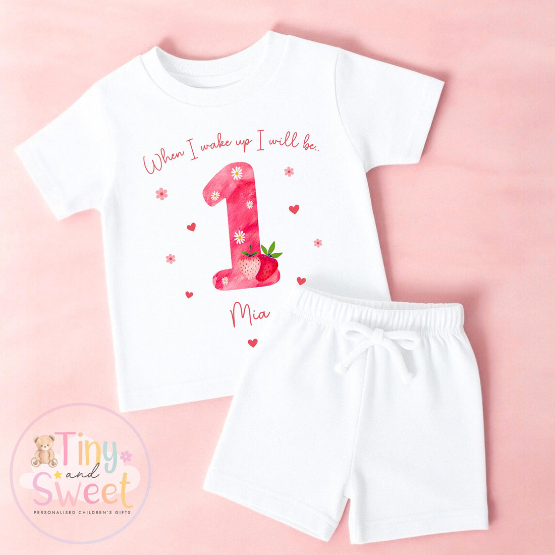 Personalised Strawberry Birthday Pyjamas- When I wake up i will be, Berry first toddler pjs