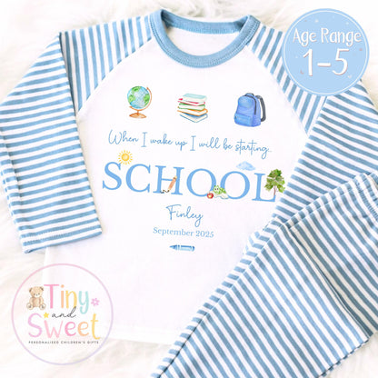 Personalised Starting School Pyjamas for Boys - When I wake up, Preschool, First Day