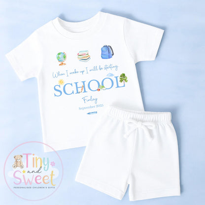 Personalised Starting School Pyjamas for Boys - When I wake up, Preschool, First Day