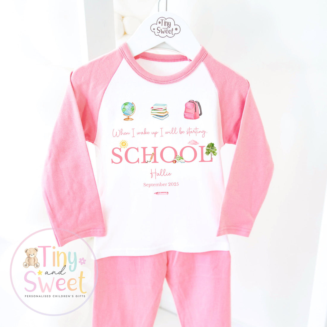 Personalised Starting School Pyjamas for Girls - When I wake up, Preschool, First Day
