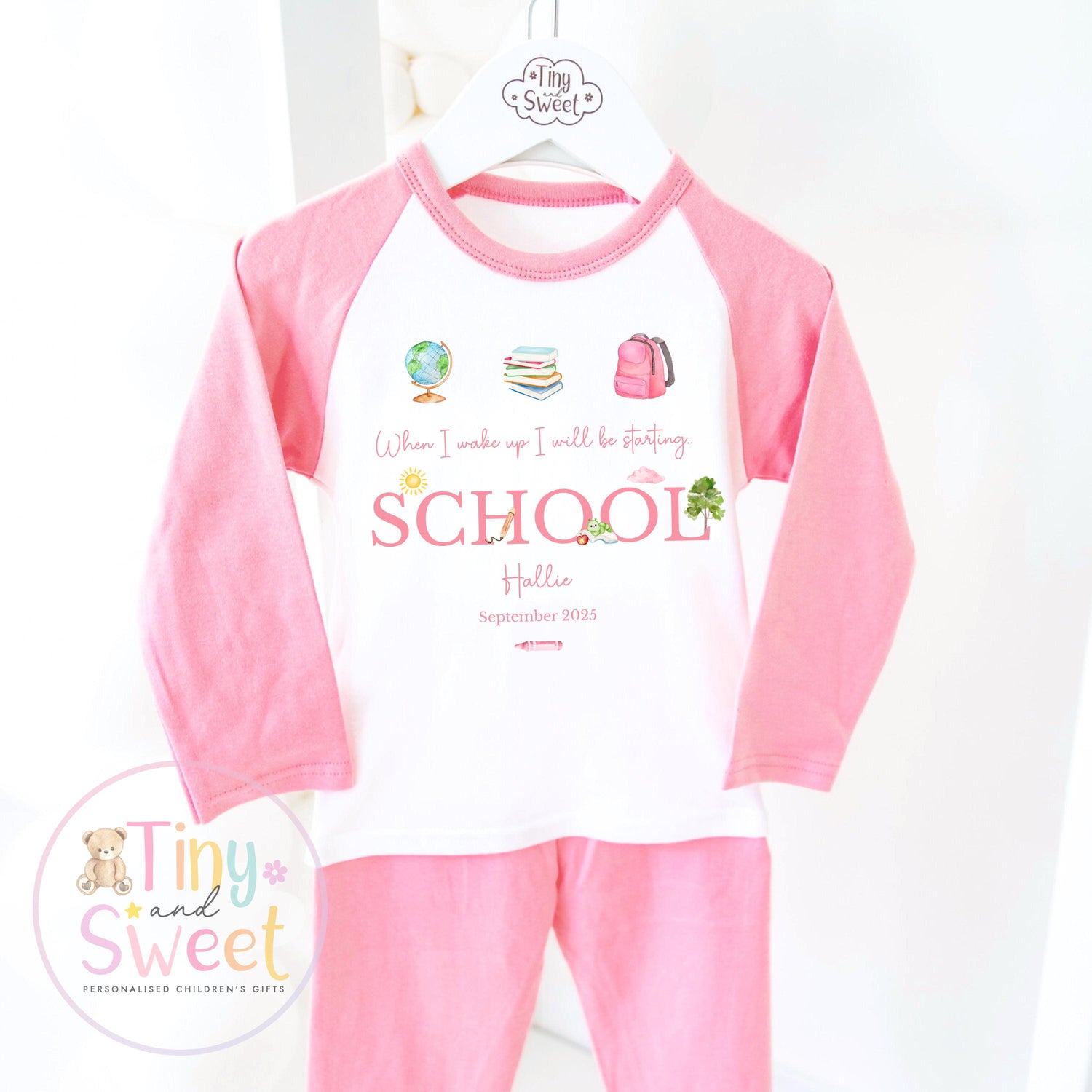 Personalised Starting School Pyjamas for Girls - When I wake up, Preschool, First Day