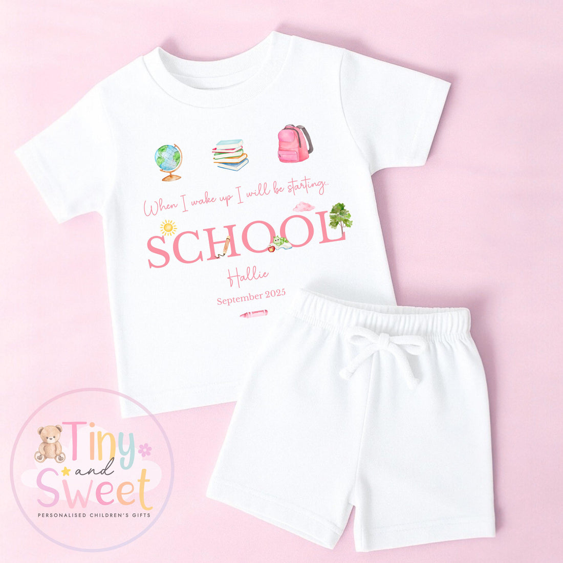 Personalised Starting School Pyjamas for Girls - When I wake up, Preschool, First Day