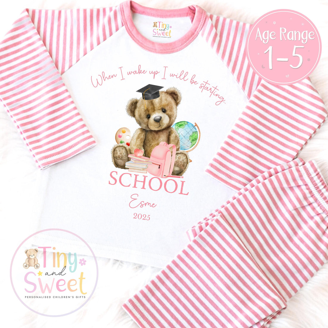 Personalised Starting School Pyjamas for Girls - When I wake up, Preschool, First Day