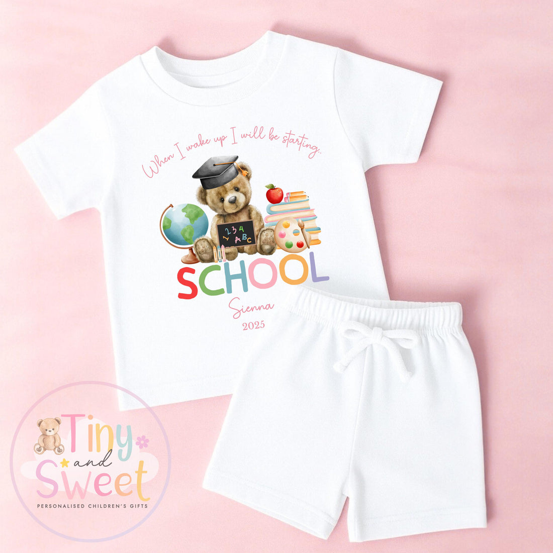 Personalised Starting School Pyjamas for Girls - When I wake up, Preschool, First Day