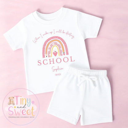 Personalised Starting School Pyjamas for Girls - When I wake up, Preschool, First Day