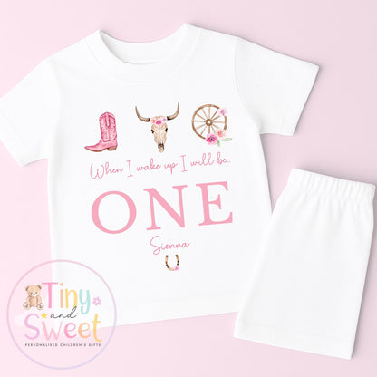 Cowgirl Birthday Pyjamas, When I Wake Up I’ll Be, Rodeo Western PJs – When I Wake Up I’ll Be 1, 2, 3, Personalised Cowgirl Birthday Pyjamas