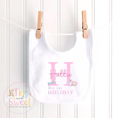 My First Holiday T-Shirt, Personalised Baby Travel Outfit, Baby’s First Holiday Shirt, Cute Summer Travel Outfit, My First Holiday Design