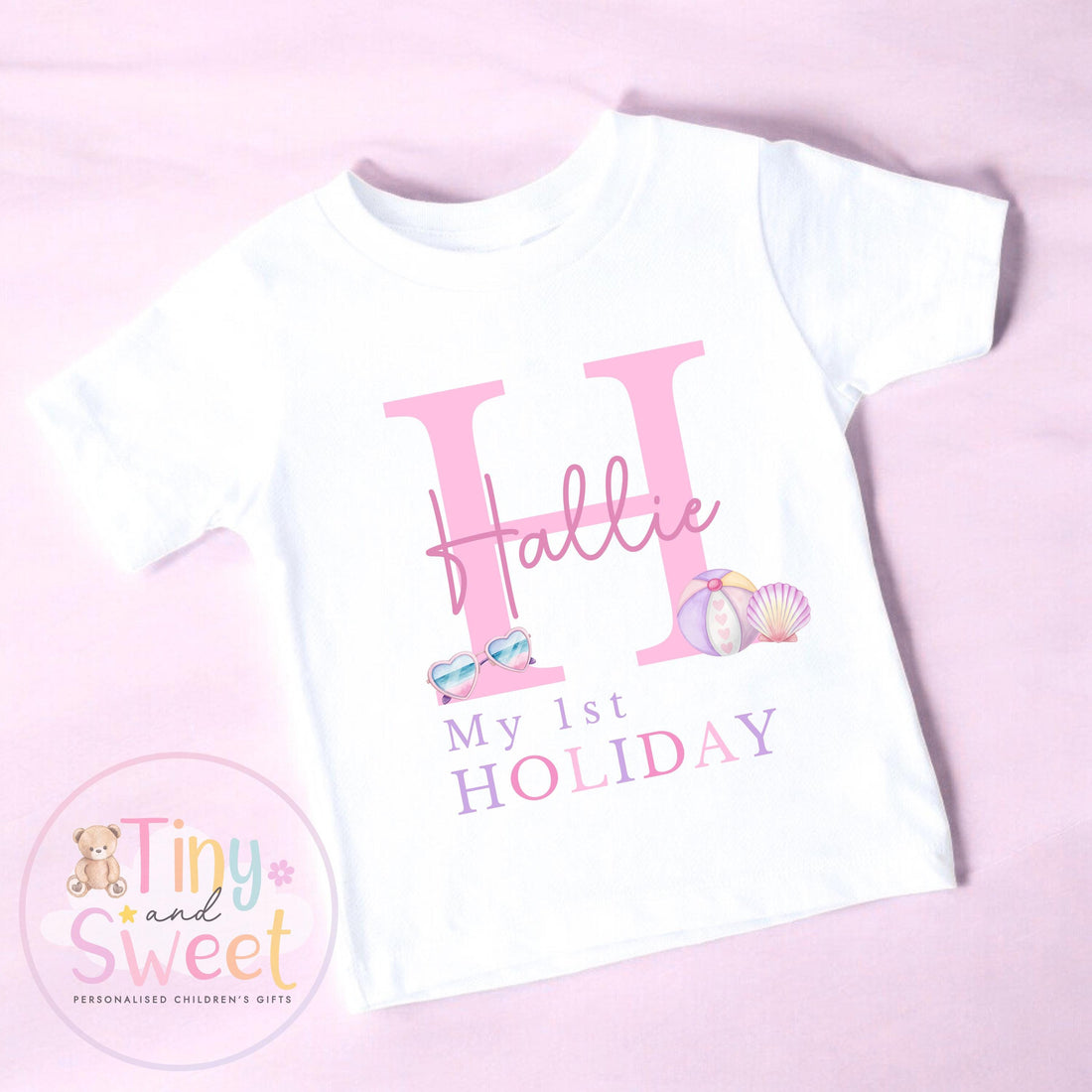 My First Holiday T-Shirt, Personalised Baby Travel Outfit, Baby’s First Holiday Shirt, Cute Summer Travel Outfit, My First Holiday Design
