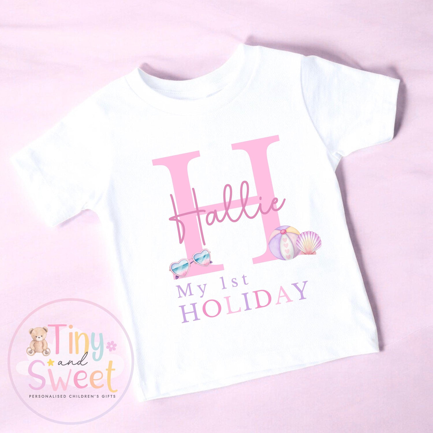 My First Holiday T-Shirt, Personalised Baby Travel Outfit, Baby’s First Holiday Shirt, Cute Summer Travel Outfit, My First Holiday Design