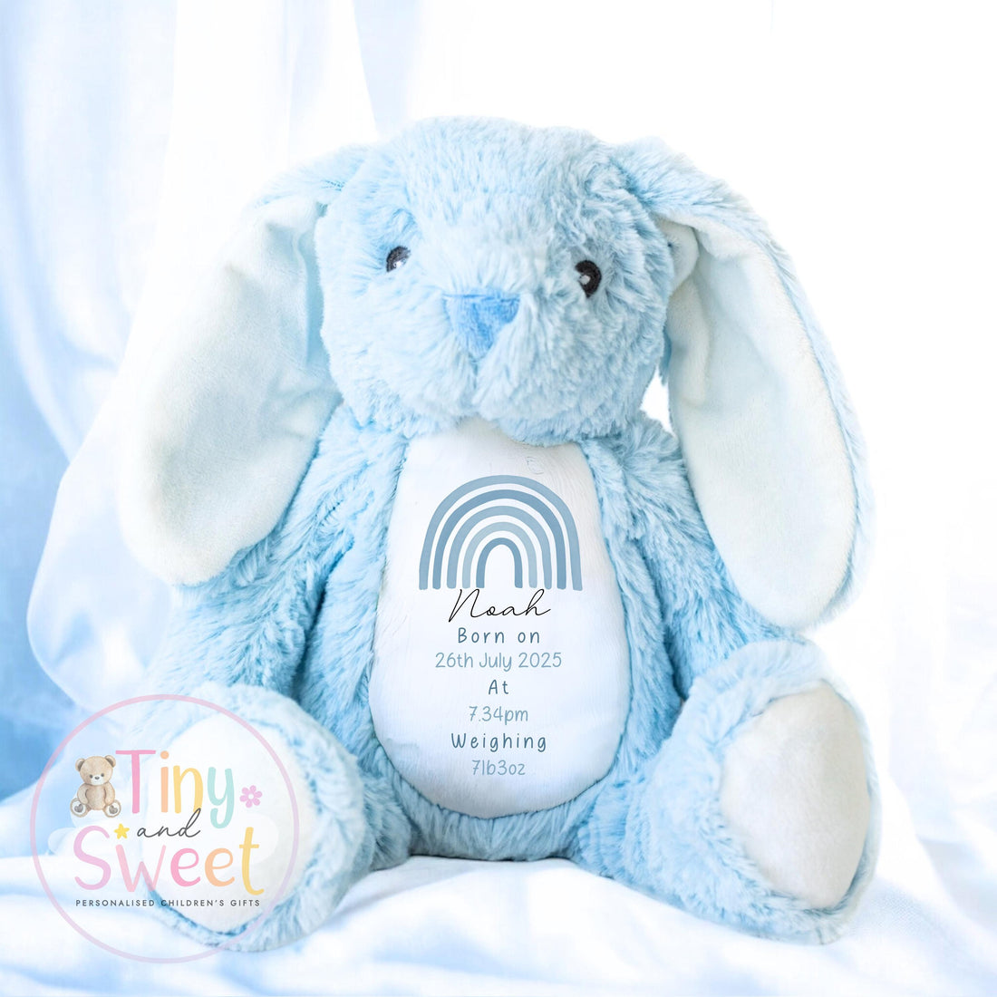 Personalised Birth Stat Bunny, Newborn Baby Gift, Custom Soft Toy for Newborn, Birth Stats Soft Toy Keepsake, Personalised New Baby Gift