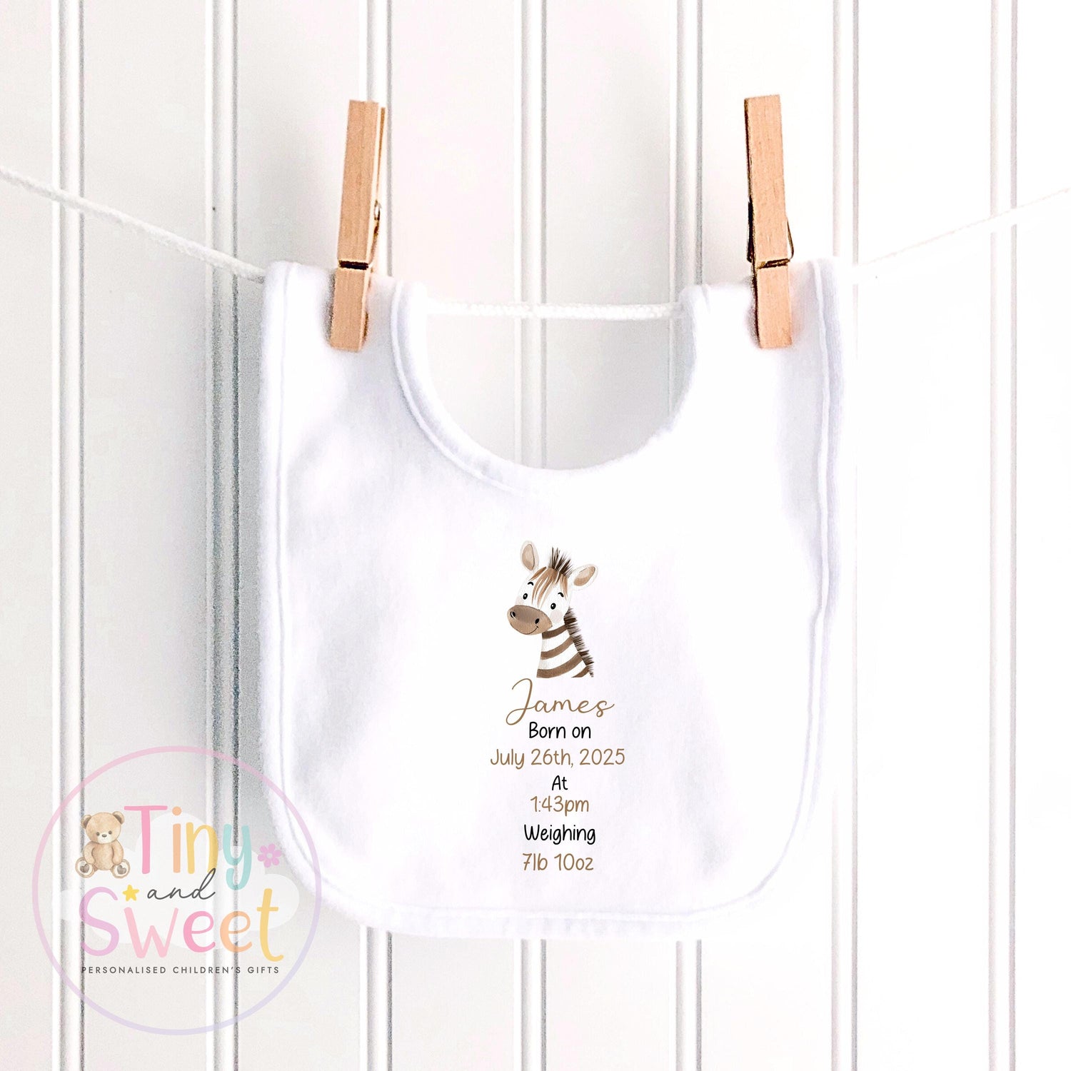 Personalised Birth Stat Safari Bunny, Newborn Baby Gift, Custom Soft Toy for Newborn, Birth Stats Soft Toy Keepsake, Personalised New Baby