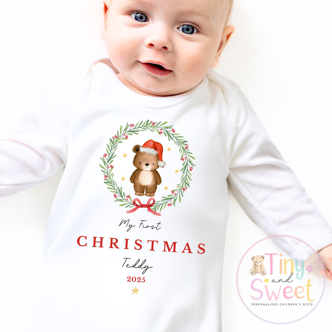 My First Christmas Sleepsuit, Personalised My First Christmas Babygrow, Baby’s 1st Christmas Outfit, Newborn Christmas Outfit, First Xmas