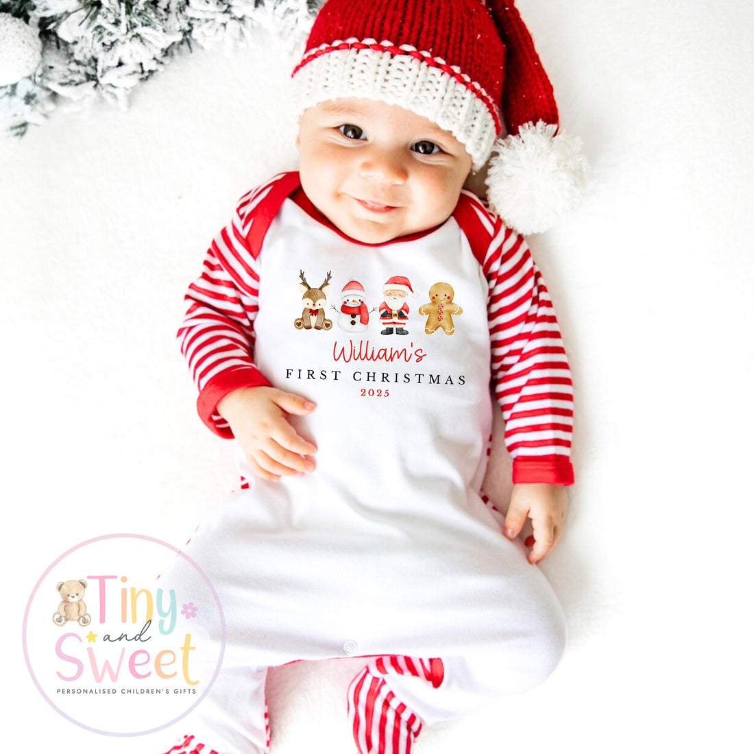Personalised Babies First Christmas Sleepsuit, 1st Xmas, Christmas pjs, Pyjamas, 1st Xmas Babygrow, Christmas Outfit for baby, Santa
