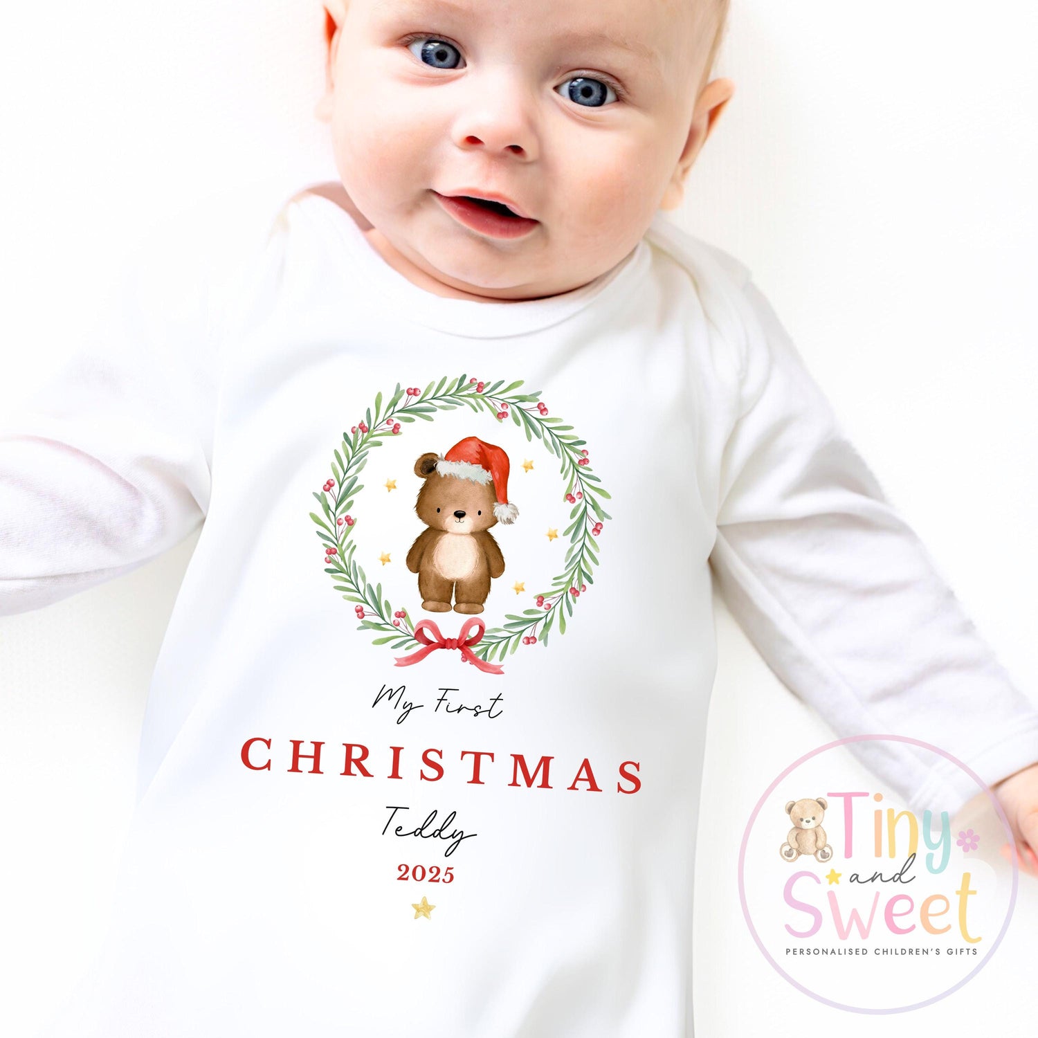 My First Christmas Sleepsuit, Personalised My First Christmas Babygrow, Baby’s 1st Christmas Outfit, Newborn Christmas Outfit, First Xmas