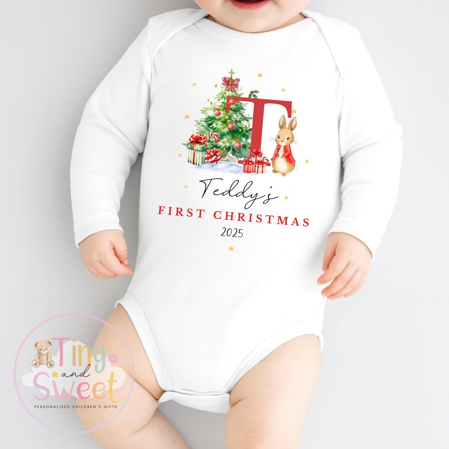 Personalised Babies First Christmas Sleepsuit, Babies 1st Xmas Gift Idea, Pyjamas, 1st Xmas Babygrow, Christmas Outfit for baby, Santa