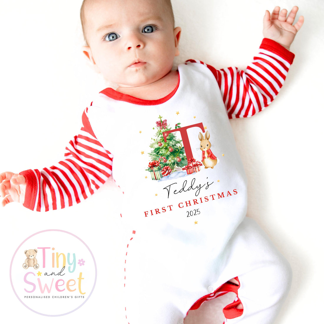 Personalised Babies First Christmas Sleepsuit, Babies 1st Xmas Gift Idea, Pyjamas, 1st Xmas Babygrow, Christmas Outfit for baby, Santa