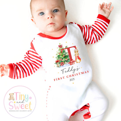 Personalised Babies First Christmas Sleepsuit, Babies 1st Xmas Gift Idea, Pyjamas, 1st Xmas Babygrow, Christmas Outfit for baby, Santa