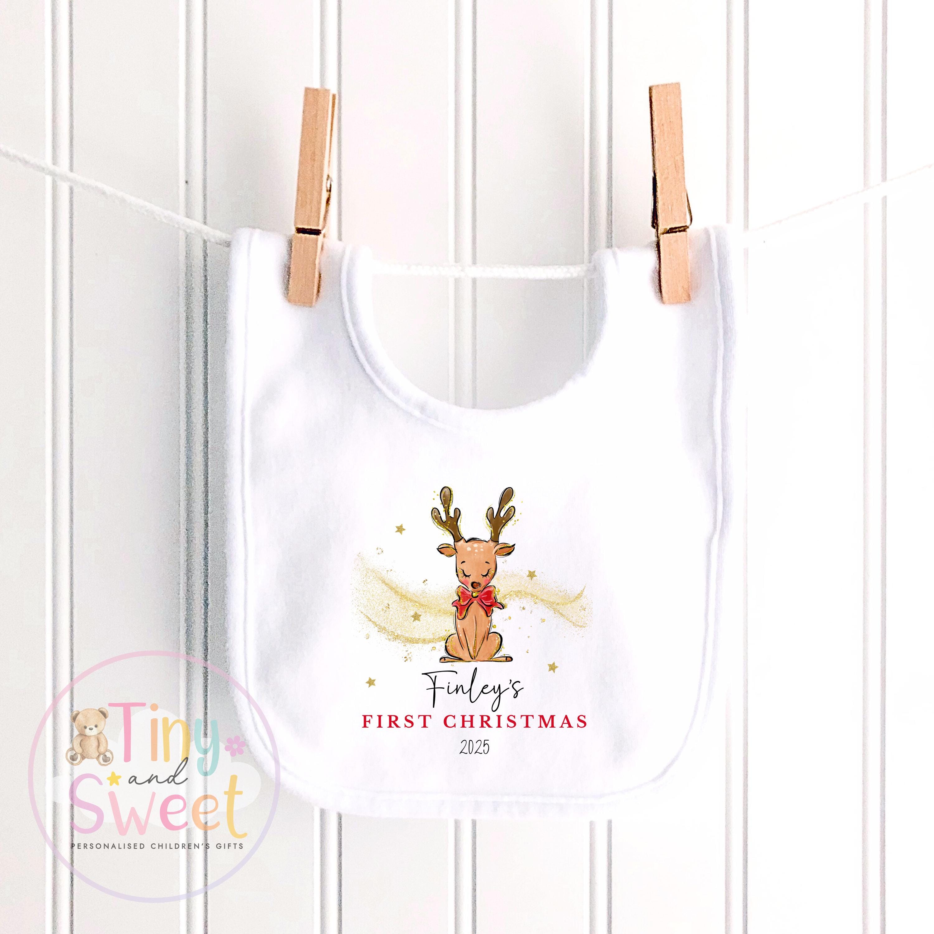 Personalised Reindeer Babies First Christmas Sleepsuit