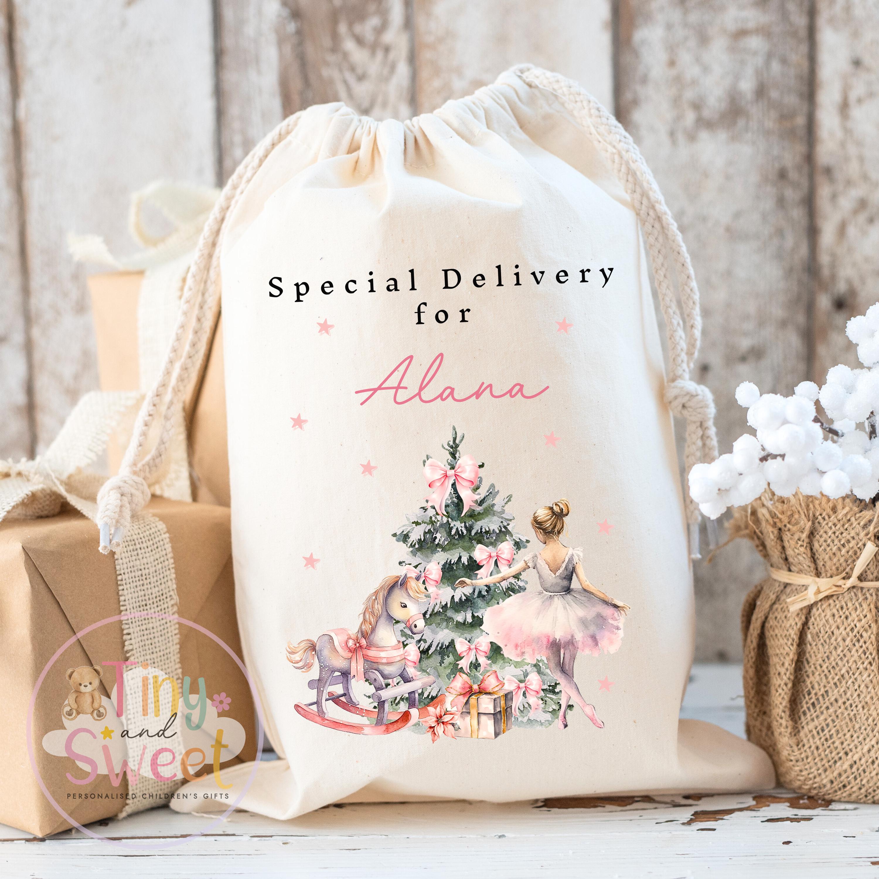 Pink Ballerina Personalised Christmas Sack