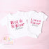 Personalised Adorable Little/Big Sister Sleepsuit T Shirt: Pink Flower Design for Newborn Baby Announcement & Sibling Gift