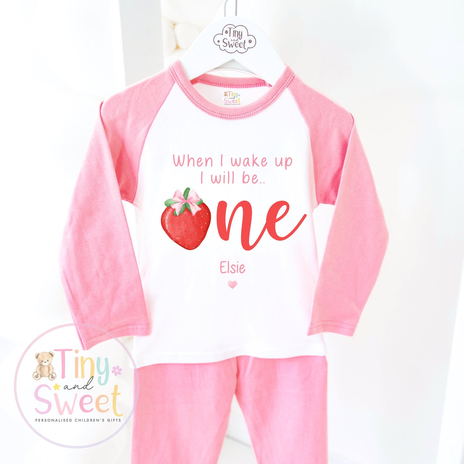 Personalised Toddler Baby Pyjamas, Berry First, When i wake up i&