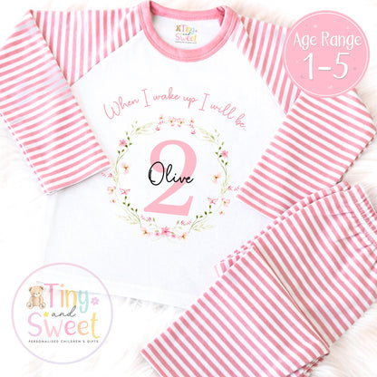Personalised Toddler Baby Pyjamas, Wildflower, When i wake up i&