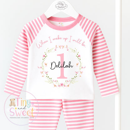 Personalised Toddler Baby Pyjamas, Wildflower, When i wake up i&