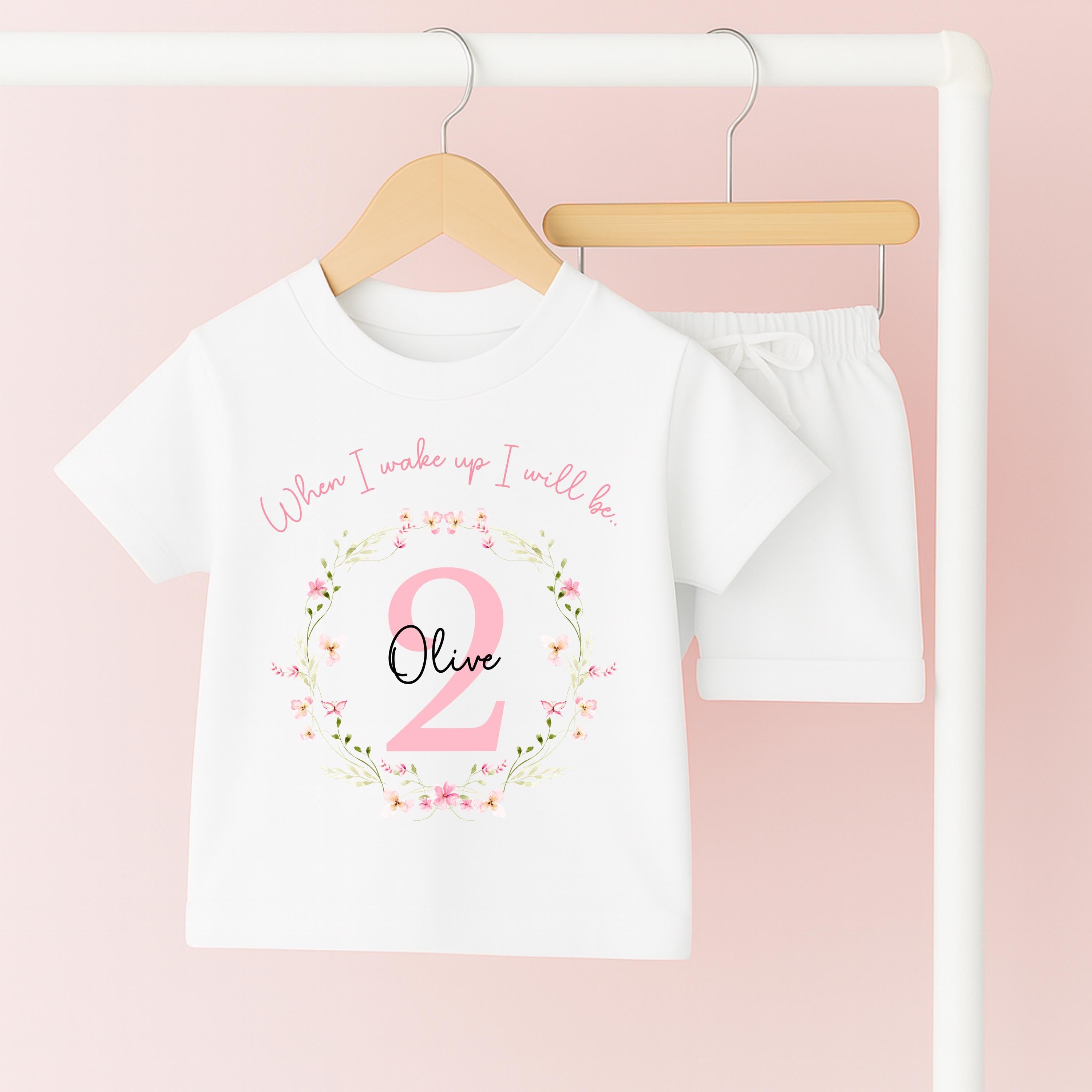 Personalised Toddler Baby Pyjamas, Wildflower, When i wake up i&