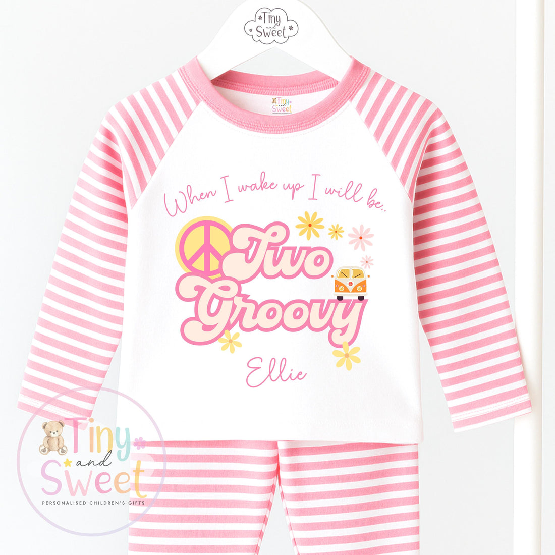 Two Groovy Birthday Pyjamas, When I Wake Up I’ll Be, Groovy PJs – When I Wake Up I’ll Be 2, Personalised Two Groovy Birthday Pyjamas
