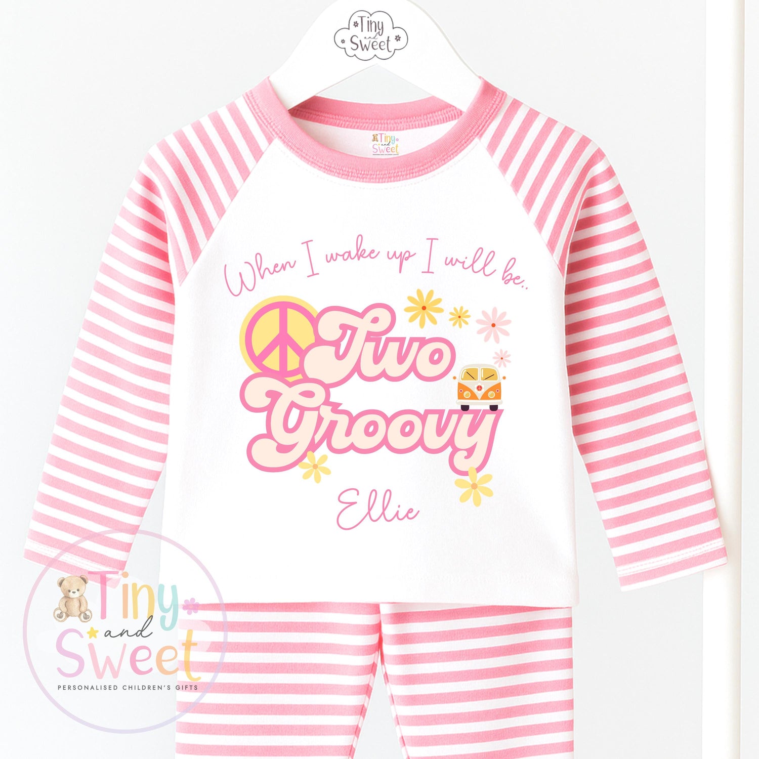 Two Groovy Birthday Pyjamas, When I Wake Up I’ll Be, Groovy PJs – When I Wake Up I’ll Be 2, Personalised Two Groovy Birthday Pyjamas