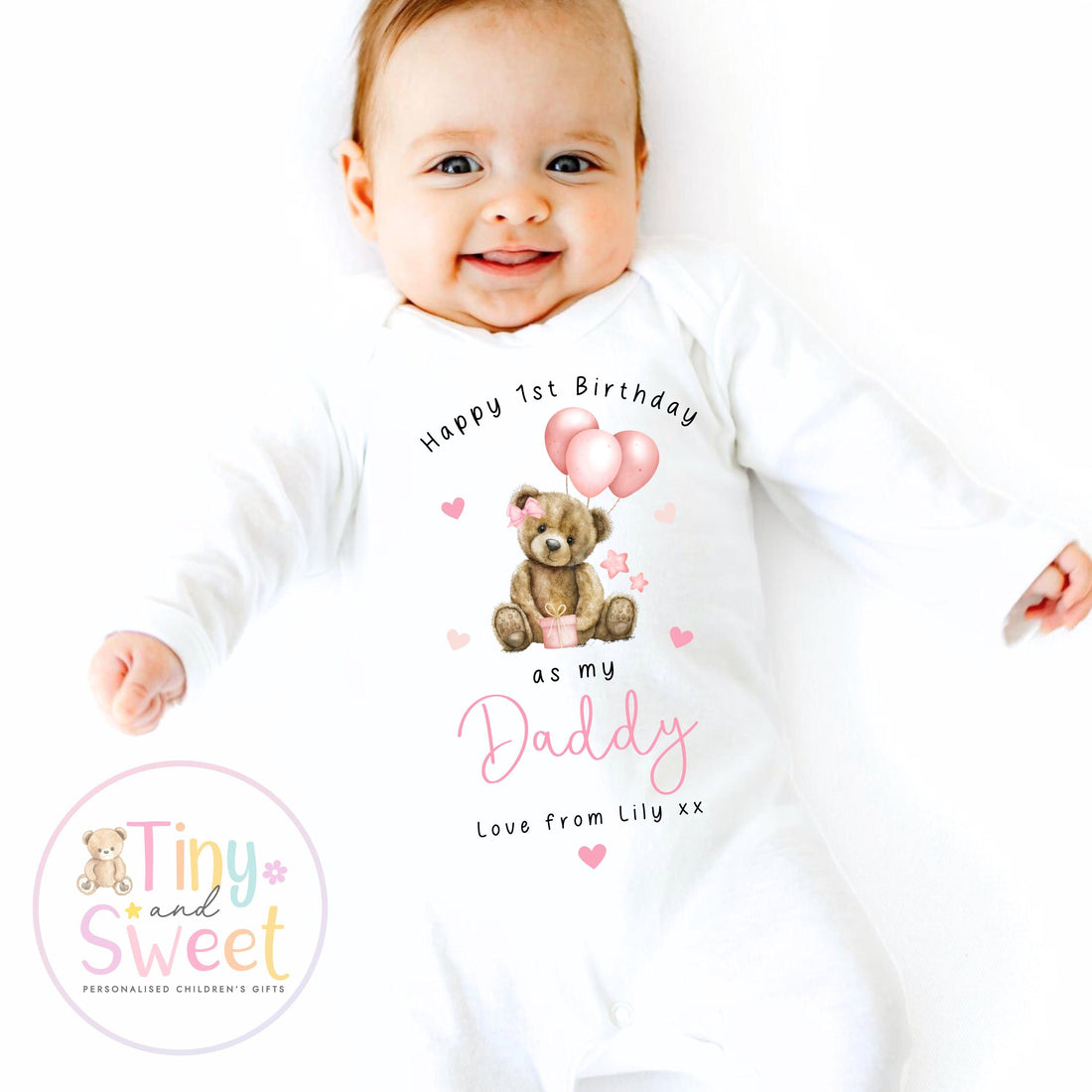 Happy 1st Birthday as My Daddy Bear, Baby Outfit, Daddy Bear’s 1st Birthday, 1st Birthday as My Daddy Bear, Cute Baby Vest or Tee