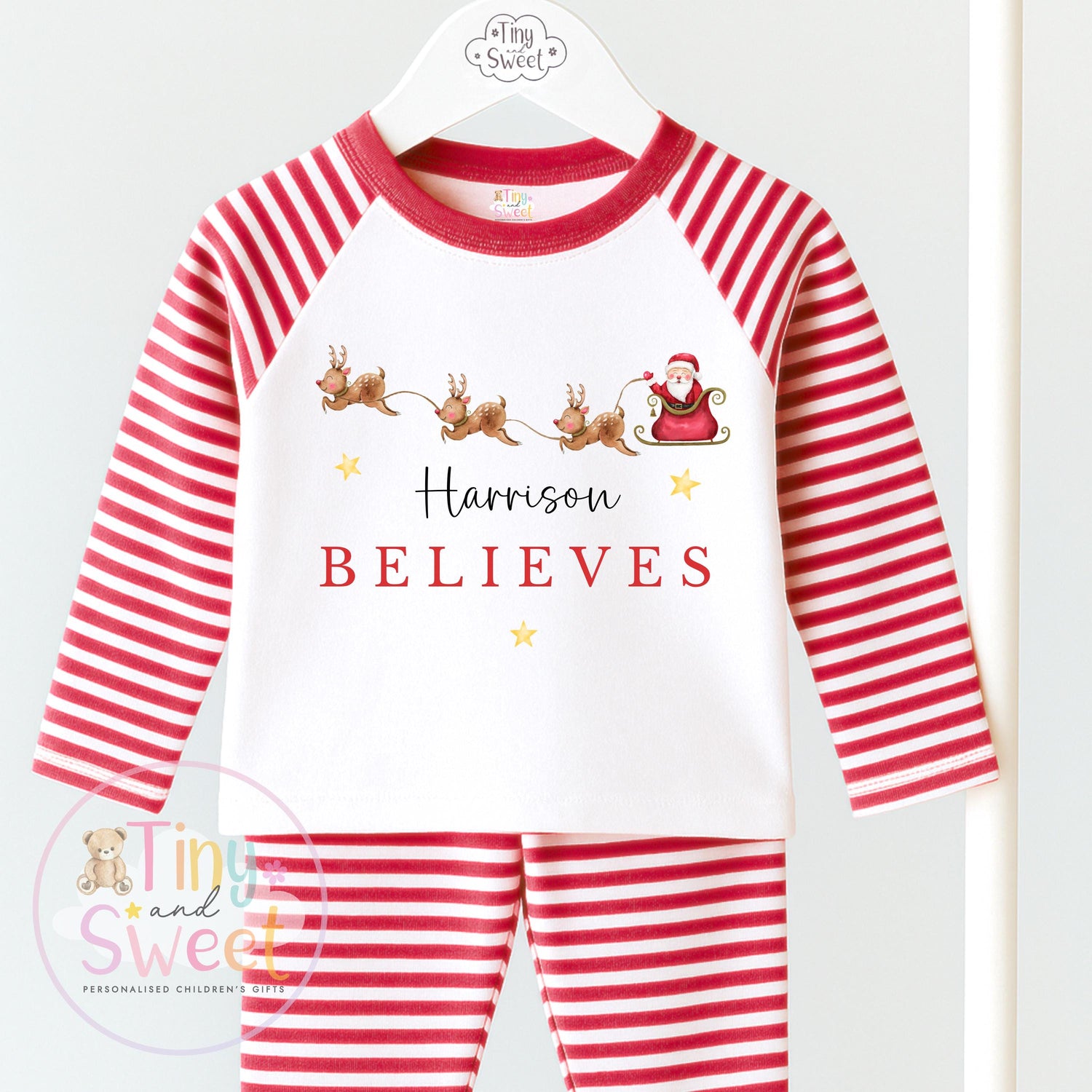 Believe Christmas Pyjamas, Christmas Eve Pyjamas, Christmas Nightwear, Childrens Christmas pjs, Xmas pjs, Kids Christmas Pjs