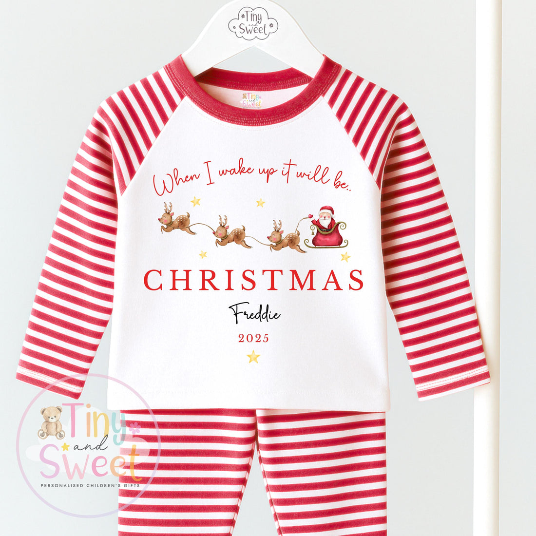 When I wake up it will be Christmas Pyjamas, Christmas Eve Pyjamas, Christmas Nightwear, Childrens Christmas pjs,Xmas pjs,Kids Christmas Pjs