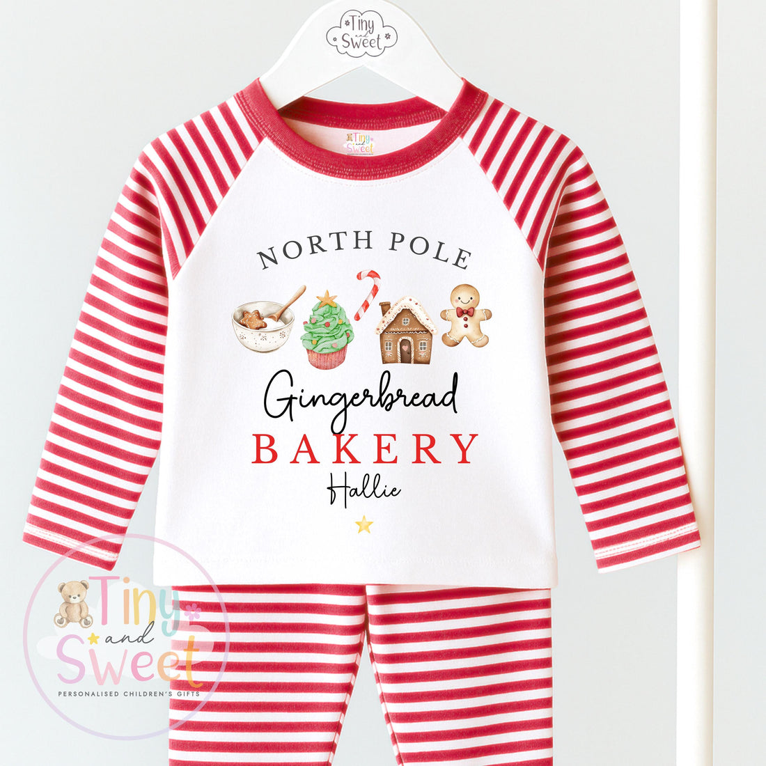 Gingerbread Bakery Christmas Pyjamas, Christmas Eve Pyjamas, Christmas Nightwear, Childrens Christmas pjs, Xmas pjs, Kids Christmas Pjs