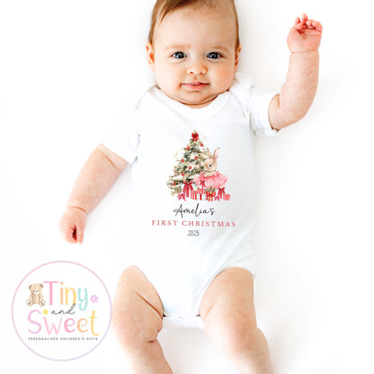 Personalised Babies First Christmas Ballerina Sleepsuit, Babies 1st Xmas Gift Idea, Pyjamas, 1st Xmas Babygrow, Christmas Outfit for baby
