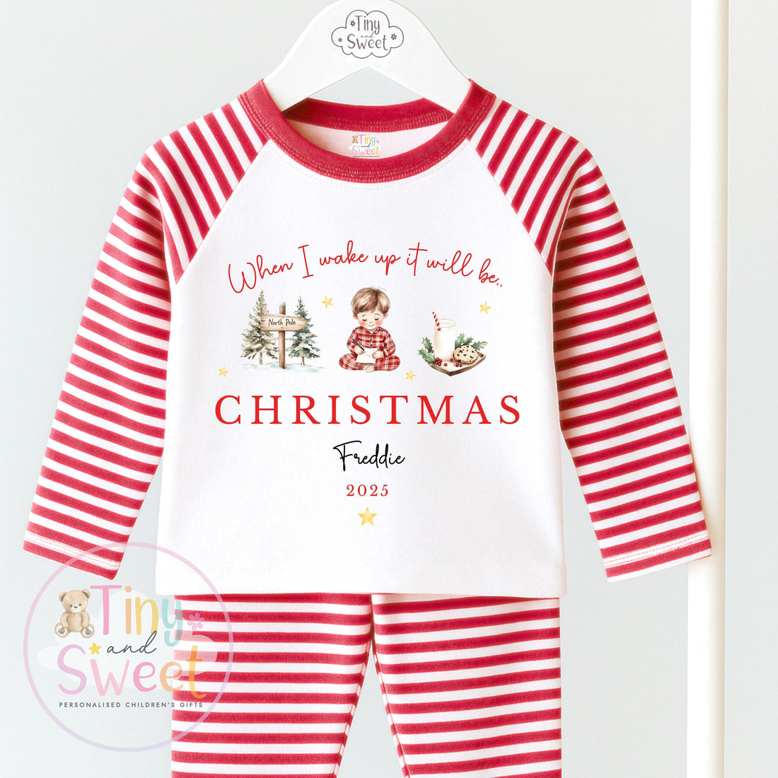 When I wake up it will be Christmas Pyjamas, Christmas Eve Pyjamas, Christmas Nightwear, Childrens Christmas pjs,Xmas pjs,Kids Christmas Pjs